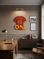 Övünç 10 kırmızı-sarı kişiye özel metal futbol forması
